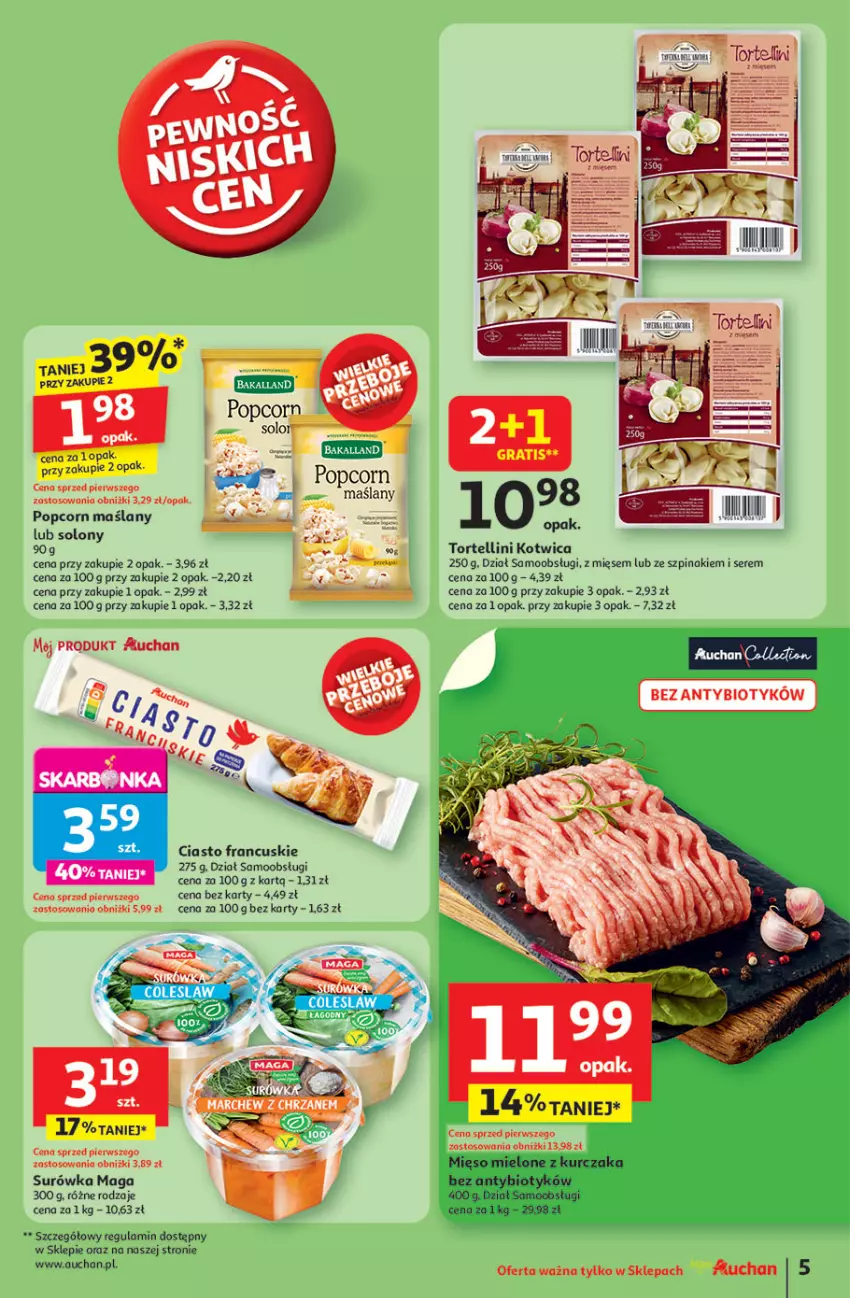 Gazetka promocyjna Auchan - ROZKRĘCAMY LATO Moje Auchan - ważna 26.06 do 02.07.2025 - strona 7 - produkty: Ciasto francuskie, Fa, Kaki, Kurczak, LG, Mięso, Mięso mielone, Moda, Popcorn, Ser, Surówka, Szpinak