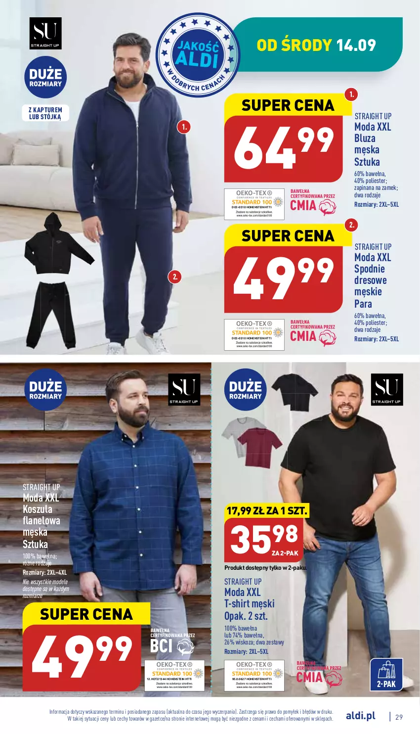 Gazetka promocyjna Aldi - Pełny katalog - ważna 12.09 do 17.09.2022 - strona 29 - produkty: Bluza, Dres, Kosz, Koszula, Moda, Spodnie, Spodnie dresowe, T-shirt, Wełna