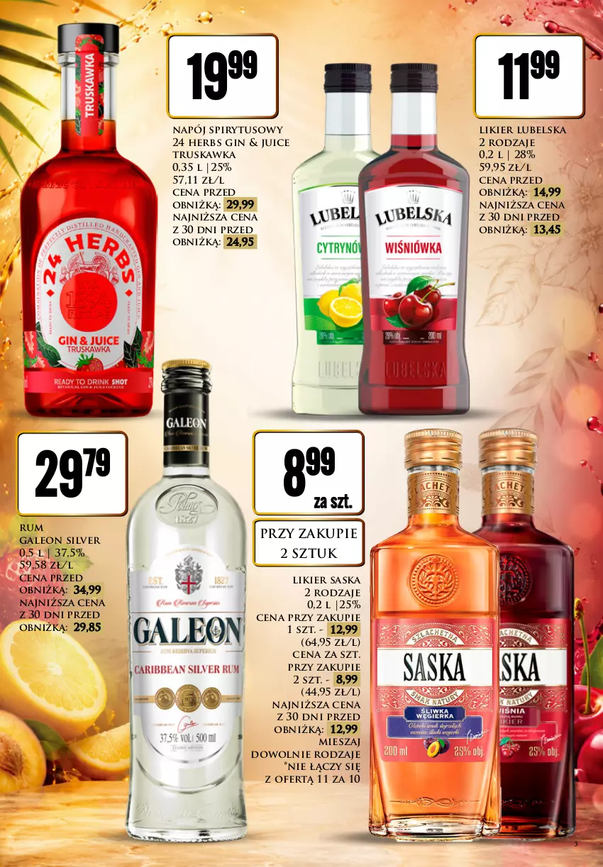 Gazetka promocyjna Dino - Oferta alkoholowa - ważna 17.07 do 18.07.2026 - strona 3 - produkty: Gin, Leon, Likier, Napój, Rum, Saska