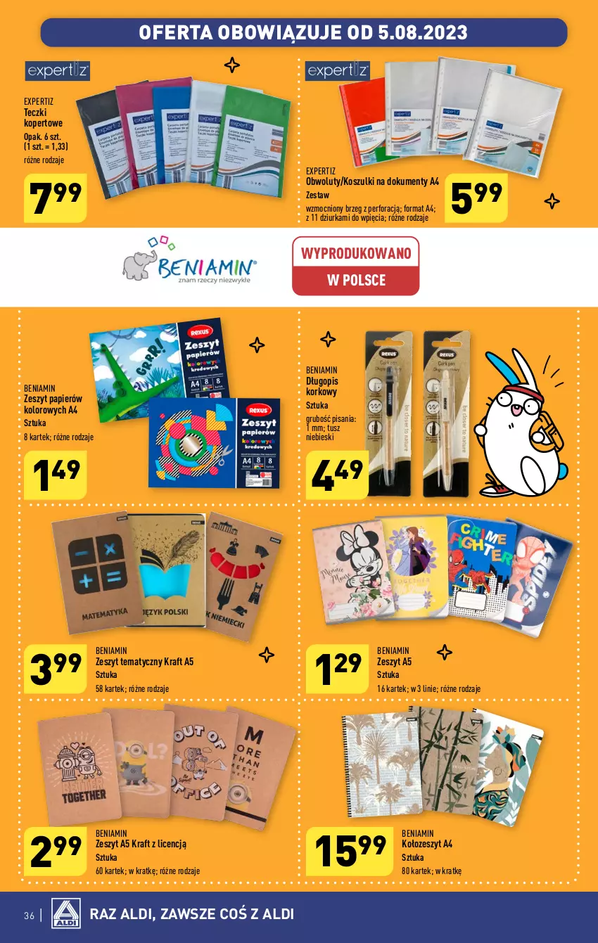 Gazetka promocyjna Aldi - Pełna oferta - ważna 31.07 do 05.08.2023 - strona 36 - produkty: Długopis, Kosz, Papier, Tusz