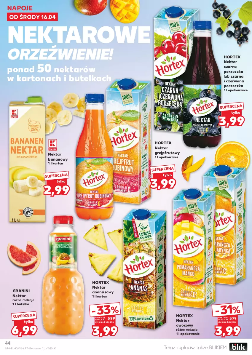 Gazetka promocyjna Kaufland - Gazetka tygodnia - ważna 16.04 do 23.04.2025 - strona 44 - produkty: Ananas, Gra, Grejpfrut, Hortex, Napoje, Nektar, Nektar bananowy, Por, Tera, Tran
