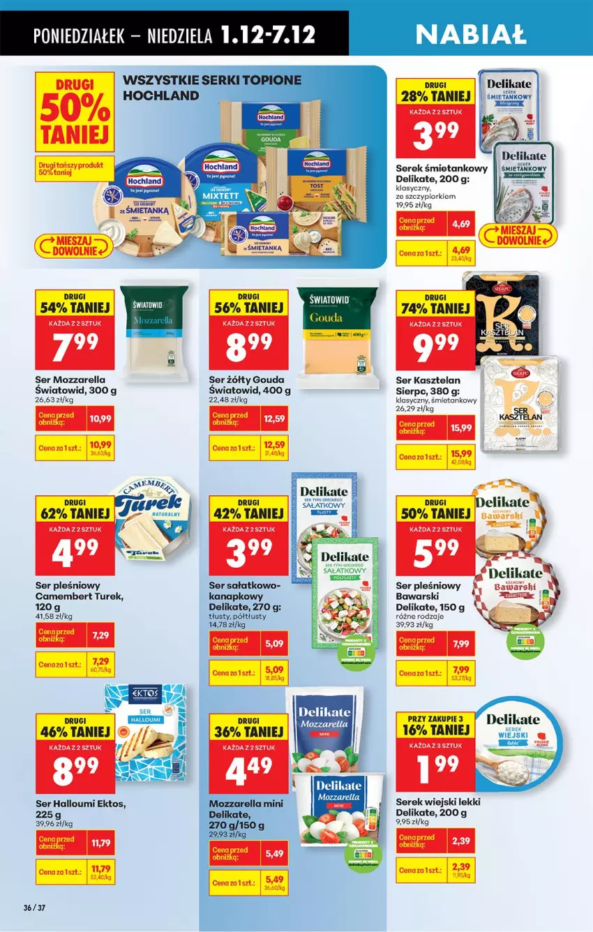 Gazetka promocyjna Biedronka - Od Poniedziałku - ważna 01.12 do 06.12.2025 - strona 50 - produkty: Camembert, Gouda, Hochland, Kasztelan, Mozzarella, Sałat, Ser, Ser Kasztelan, Ser pleśniowy, Serek, Serek wiejski