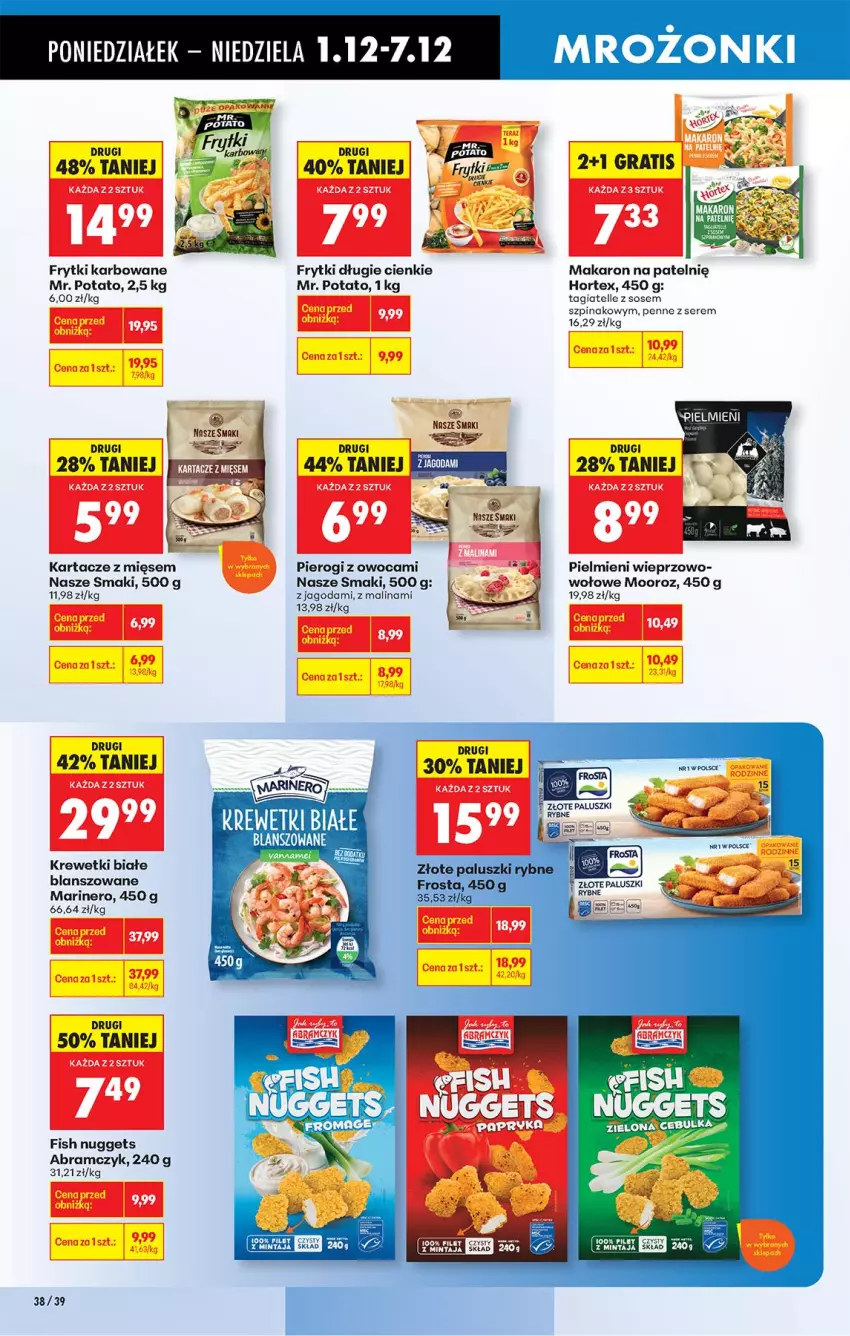 Gazetka promocyjna Biedronka - Od Poniedziałku - ważna 01.12 do 06.12.2025 - strona 52 - produkty: Fa, Frytki, Gra, Hortex, Krewetki, Makaron, Mintaj, Penne, Pierogi, Ser, Sos, Szpinak