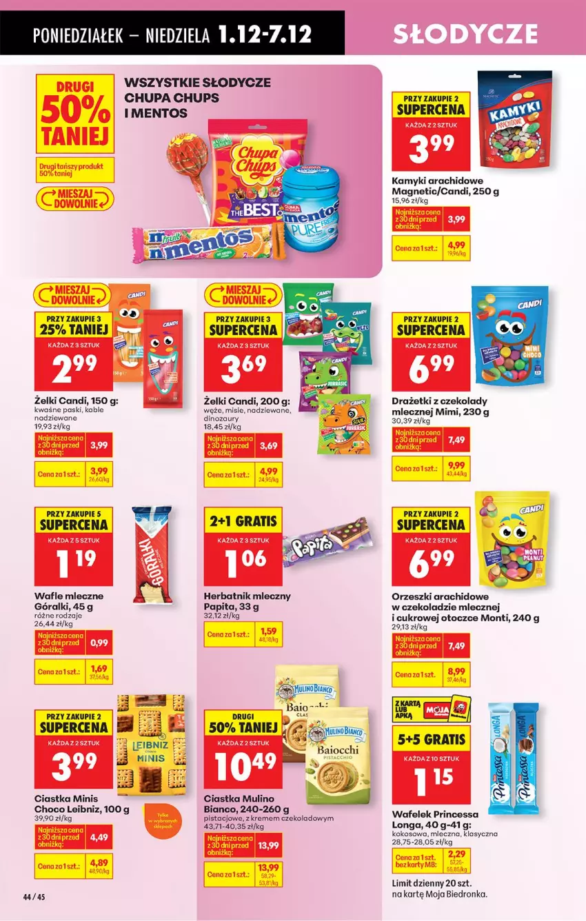 Gazetka promocyjna Biedronka - Od Poniedziałku - ważna 01.12 do 06.12.2025 - strona 58 - produkty: Chupa Chups, Ciastka, Dinozaur, Góralki, Gra, Kamyki arachidowe, Kokos, Mentos, Orzeszki, Princessa, Wafelek, Wafle