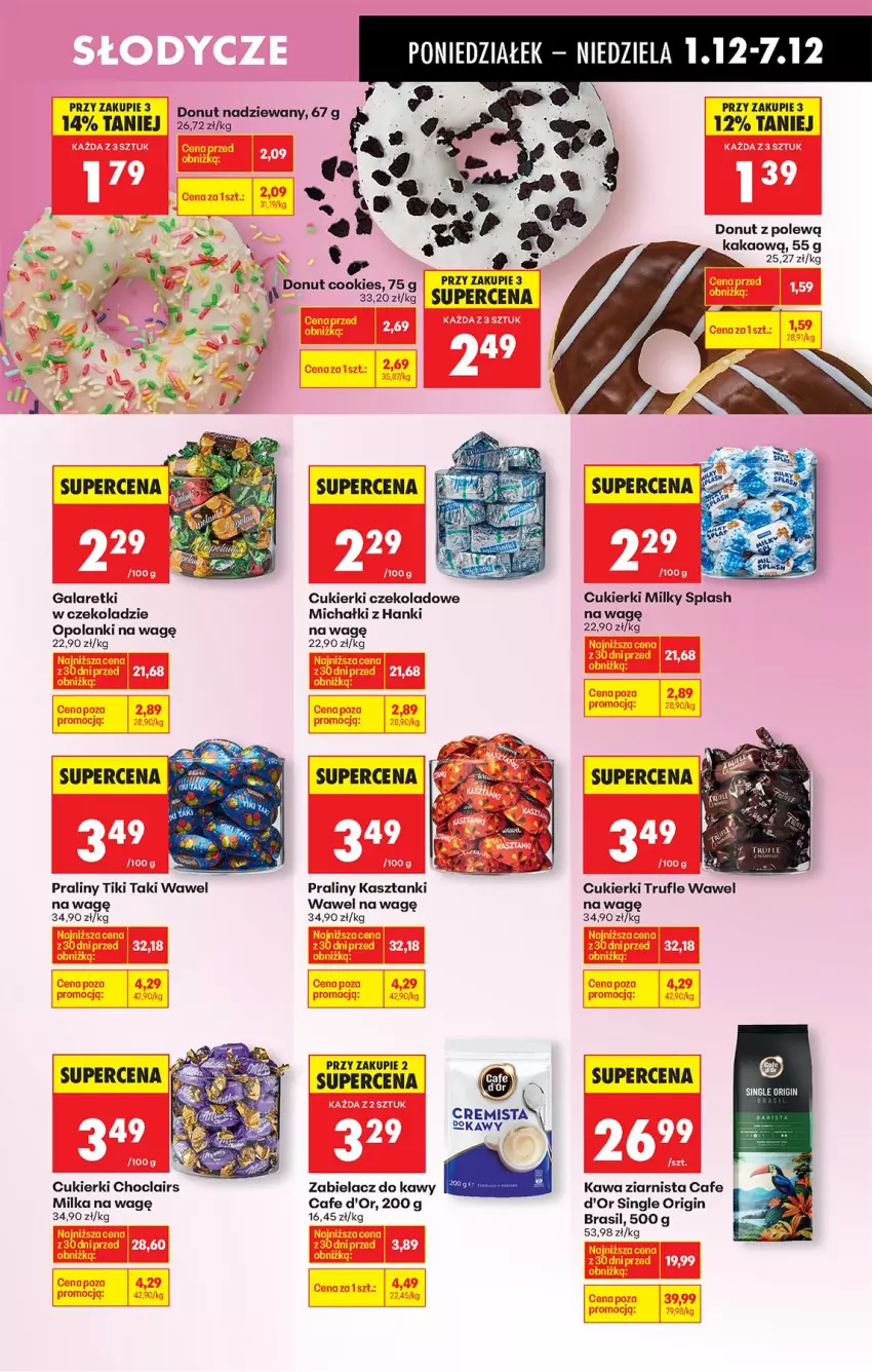 Gazetka promocyjna Biedronka - Od Poniedziałku - ważna 01.12 do 06.12.2025 - strona 59 - produkty: Cukier, Cukierki, Cukierki czekoladowe, Donut, Gala, Galaretki, Gin, Kakao, Kawa, Kawa ziarnista, Lanki, Michałki, Milka, Praliny, Wawel