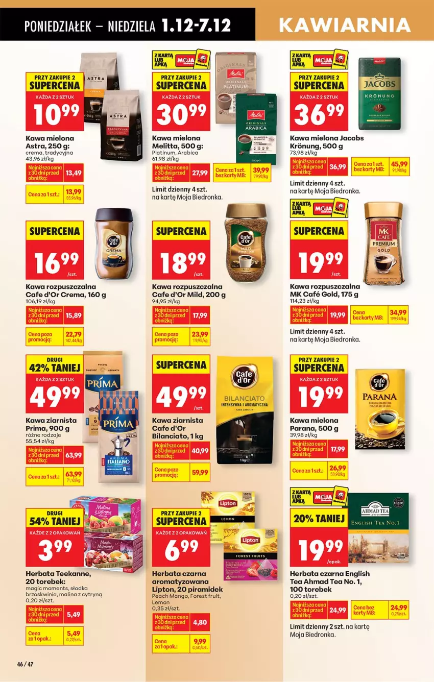 Gazetka promocyjna Biedronka - Od Poniedziałku - ważna 01.12 do 06.12.2025 - strona 60 - produkty: BIC, Fa, Herbata, Herbata czarna, Jacobs, Kawa, Kawa mielona, Kawa rozpuszczalna, Kawa ziarnista, LG, Lipton, Mango, Moments, Prima