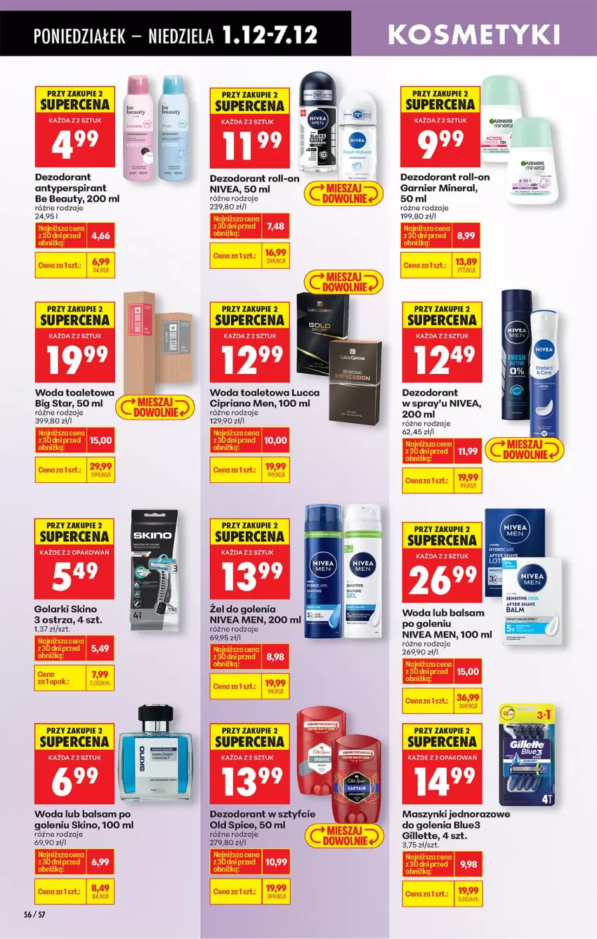 Gazetka promocyjna Biedronka - Od Poniedziałku - ważna 01.12 do 06.12.2025 - strona 74 - produkty: Antyperspirant, Balsam po goleniu, Be Be, Dezodorant, Garnier, Gillette, Nivea, Nivea Men, Nuty, Old Spice, Woda, Woda toaletowa