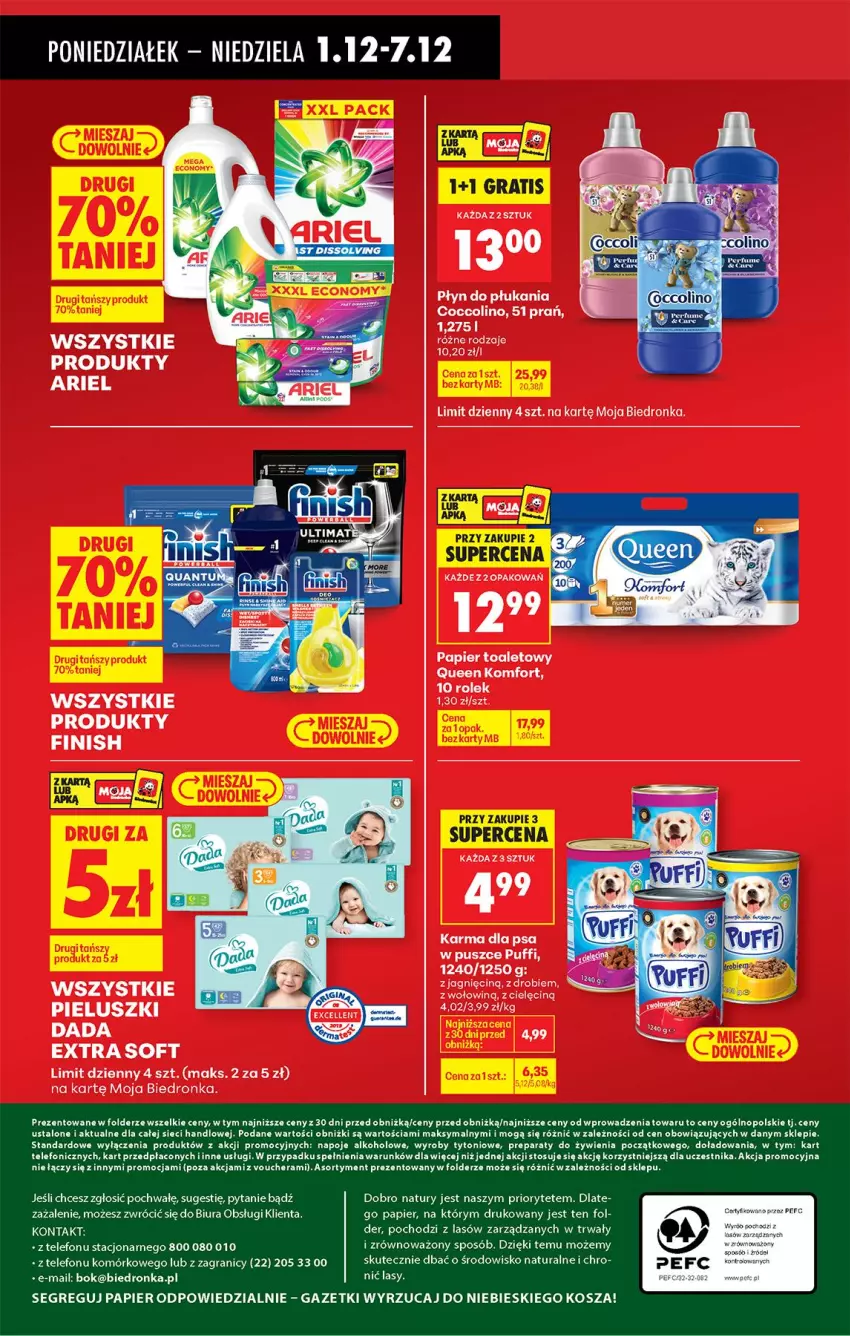 Gazetka promocyjna Biedronka - Od Poniedziałku - ważna 01.12 do 06.12.2025 - strona 86 - produkty: Coccolino, Finish, Gra, Kosz, Napoje, Papier, Papier toaletowy, Płyn do płukania, Puf, Telefon