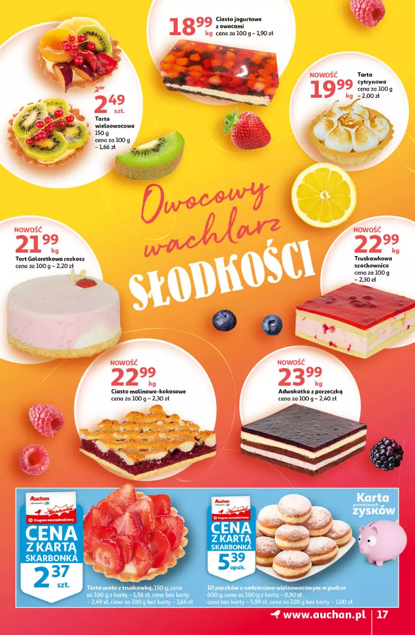 Gazetka promocyjna Auchan - Letnie przyjemności Hipermarkety - ważna 04.06 do 09.06.2021 - strona 17 - produkty: Ciasto jogurtowe, Fa, Gala, Jogurt, Kokos, Kosz, Por, Tarta