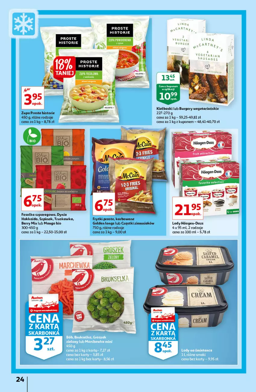 Gazetka promocyjna Auchan - Letnie przyjemności Hipermarkety - ważna 04.06 do 09.06.2021 - strona 24 - produkty: Fa, Frytki, Lody, Mango, Szpinak, Zupa