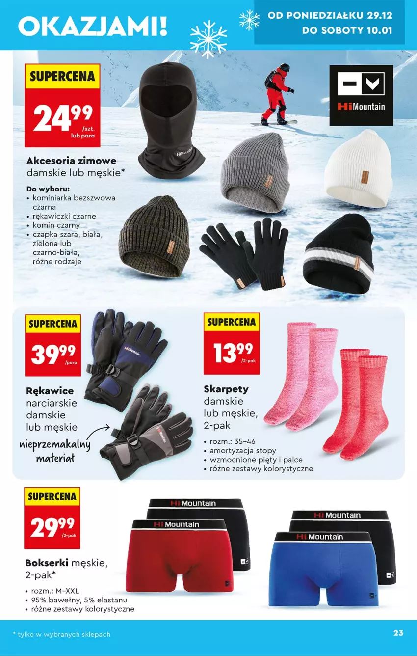 Gazetka promocyjna Biedronka - Okazje Tygodnia - ważna 29.12.2025 do 10.01.2026 - strona 27 - produkty: Bokserki, Czapka, Karp, Rękawice, Ser, Top