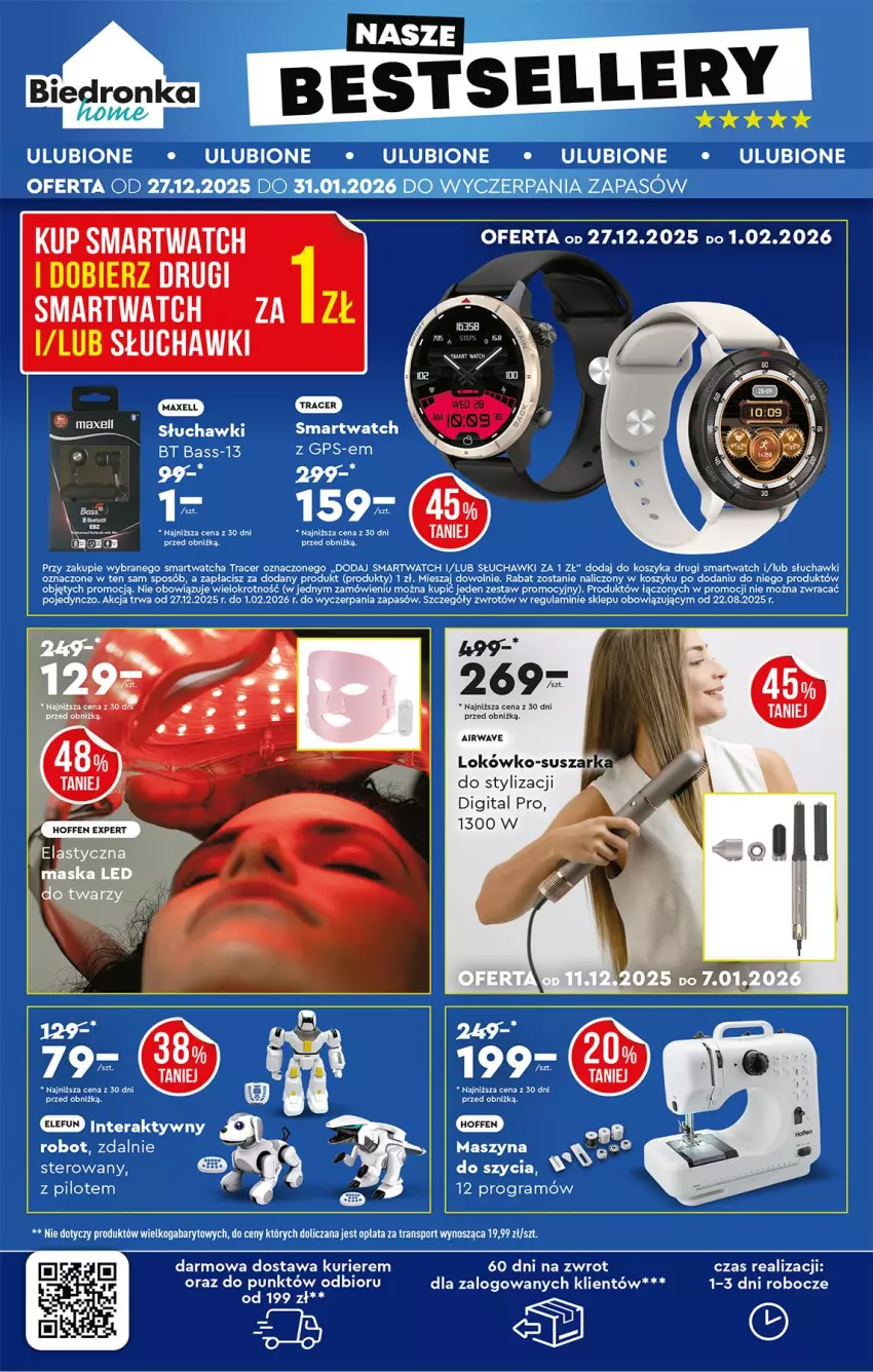 Gazetka promocyjna Biedronka - Okazje Tygodnia - ważna 29.12.2025 do 10.01.2026 - strona 55 - produkty: Acer, Gra, Kosz, Robot, Słuchawki, Smartwatch, Suszarka, Szyna, Tera