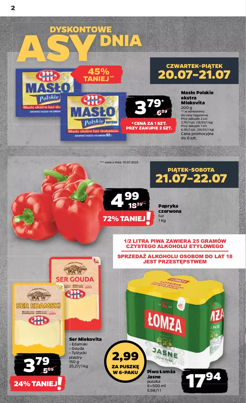 Gazetka promocyjna Netto - Artykuły spożywcze - ważna 20.07 do 26.07.2023 - strona 2 - produkty: Edam, Gouda, Gra, Masło, Mleko, Mlekovita, Papryka, Papryka czerwona, Piwa, Piwo, Ser