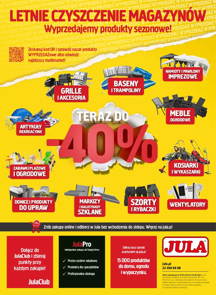 Gazetka promocyjna Jula - Gazetka - ważna 19.08 do 04.09.2022 - strona 12 - produkty: Grill, Intel, JBL, Kasza, Meble, Namiot, Ryba, Szorty