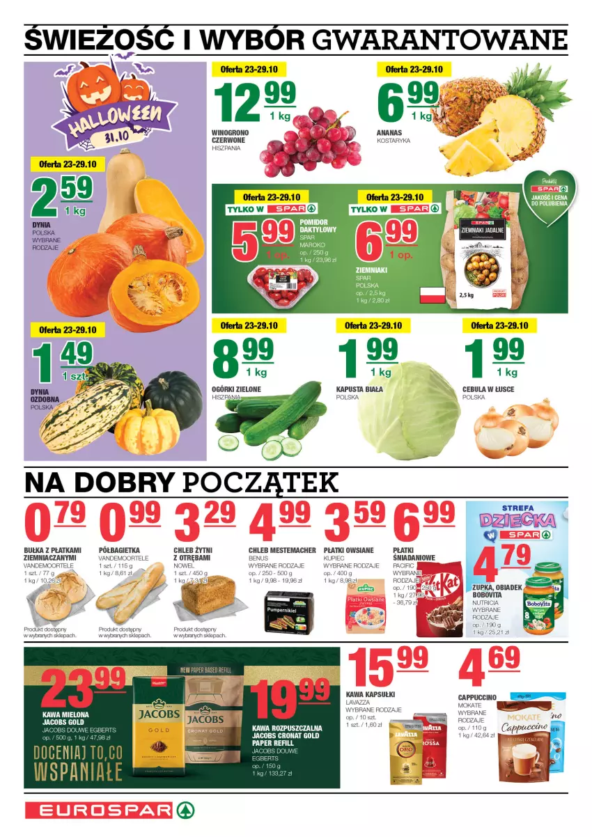 Gazetka promocyjna Spar - EuroSpar - ważna 21.10 do 31.10.2024 - strona 2 - produkty: Ananas, Bagietka, BoboVita, Bułka, Cappuccino, Cebula, Chleb, Cif, Danio, Fa, Jacobs, Kupiec, Piec, Płatki owsiane, Półbagietka, Sos, Wino, Ziemniaki