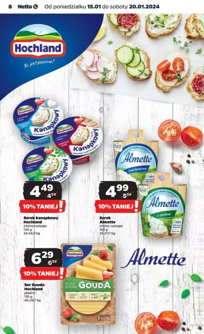 Gazetka promocyjna Netto - ważna 15.01 do 20.01.2024 - strona 23 - produkty: Almette, Gouda, Hochland, Ser, Serek, Serek kanapkowy