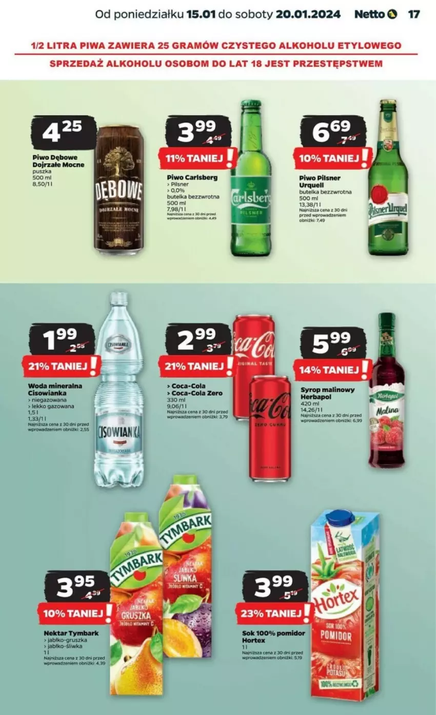 Gazetka promocyjna Netto - ważna 15.01 do 20.01.2024 - strona 9 - produkty: Carlsberg, Gra, Nektar, Piwa, Piwo, Syrop, Tymbark, Woda, Woda mineralna