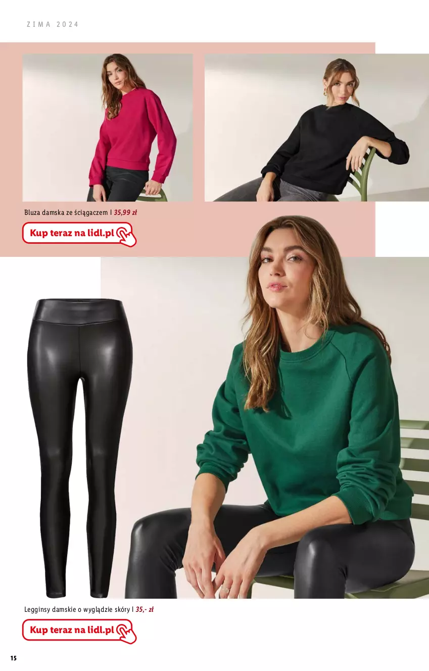 Gazetka promocyjna Lidl - KATALOG MODA ZIMA 2024 - ważna 26.01 do 25.02.2024 - strona 15 - produkty: Bluza, Gin, Legginsy, Tera