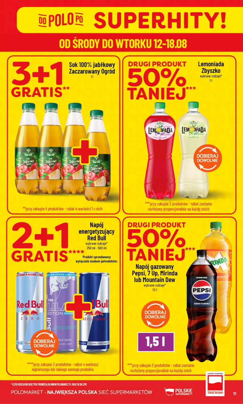 Gazetka promocyjna PoloMarket - Gazetka POLOmarket - ważna 12.08 do 18.08.2026 - strona 11 - produkty: Lemoniada, Mirinda, Napój, Napój gazowany, Ogród, Pepsi, Red Bull, Sok, Tera