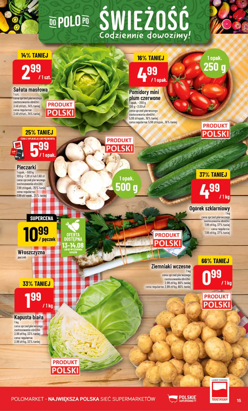 Gazetka promocyjna PoloMarket - Gazetka POLOmarket - ważna 12.08 do 18.08.2026 - strona 15 - produkty: Masło, Ogórek, Piec, Pomidory, Sałat, Sałata masłowa, Ziemniaki