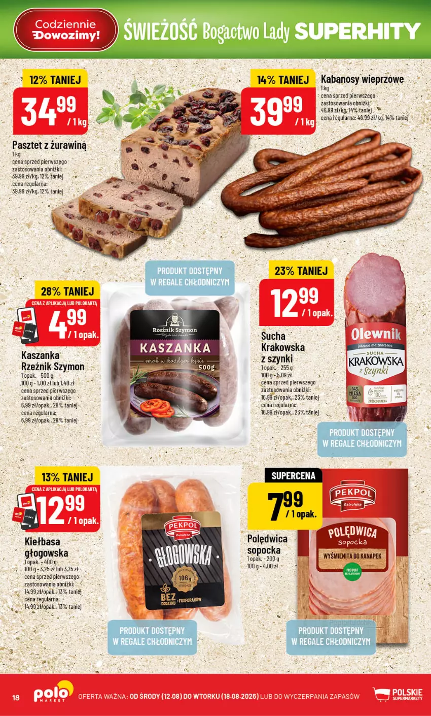 Gazetka promocyjna PoloMarket - Gazetka POLOmarket - ważna 12.08 do 18.08.2026 - strona 18 - produkty: Kabanos, Kasia, Kiełbasa, Kosz, Pasztet