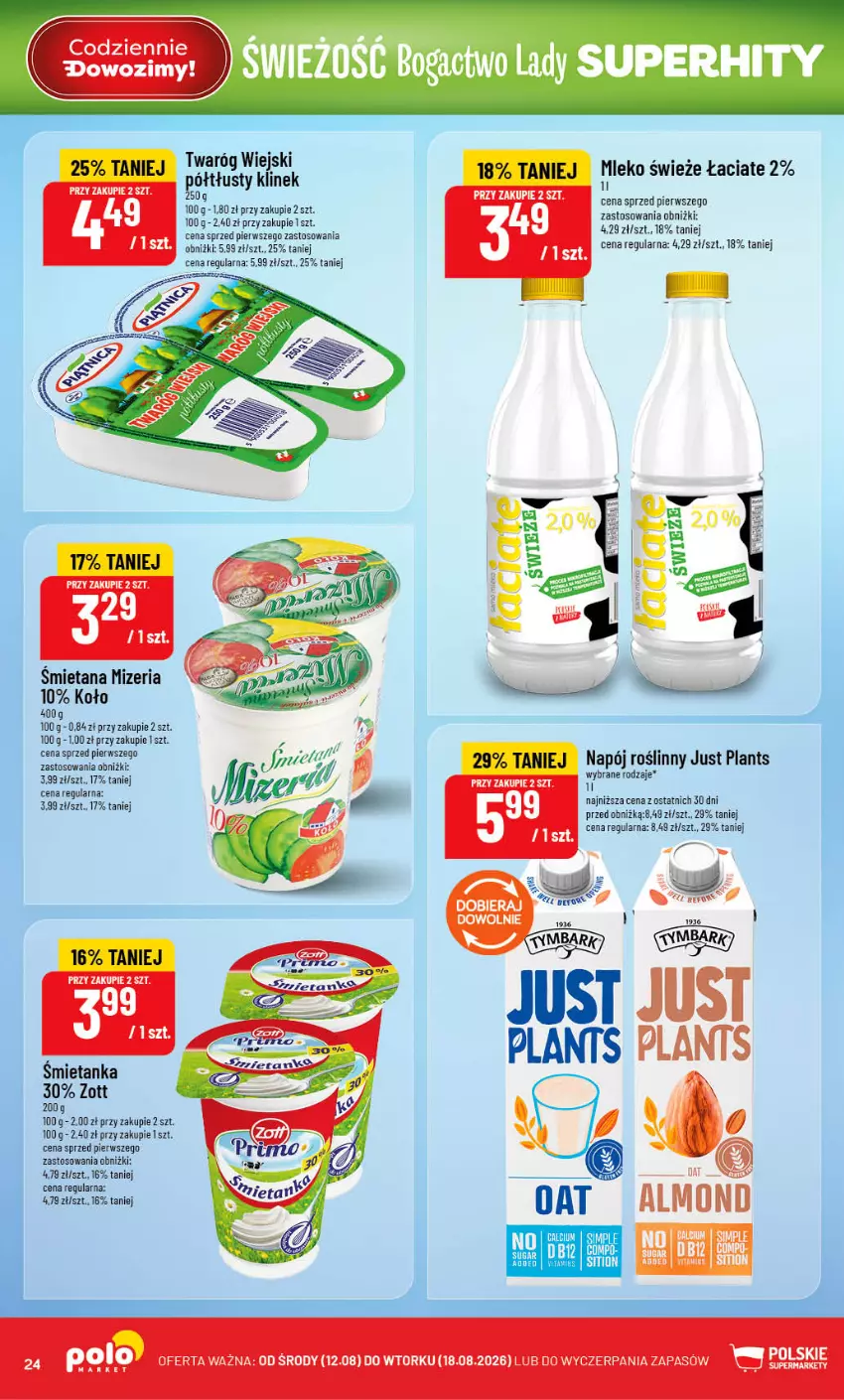 Gazetka promocyjna PoloMarket - Gazetka POLOmarket - ważna 12.08 do 18.08.2026 - strona 24 - produkty: Fa, Mleko, Napój, Napój roślinny, Zott