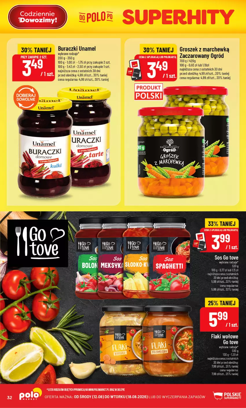 Gazetka promocyjna PoloMarket - Gazetka POLOmarket - ważna 12.08 do 18.08.2026 - strona 32 - produkty: Buraczki, Flaki, Flaki wołowe, Groszek, Milka, Ogród