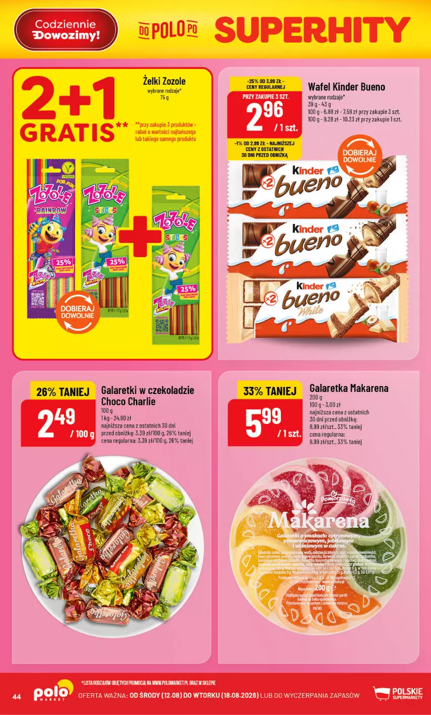 Gazetka promocyjna PoloMarket - Gazetka POLOmarket - ważna 12.08 do 18.08.2026 - strona 44 - produkty: Gala, Galaretki, Kinder, Kinder Bueno