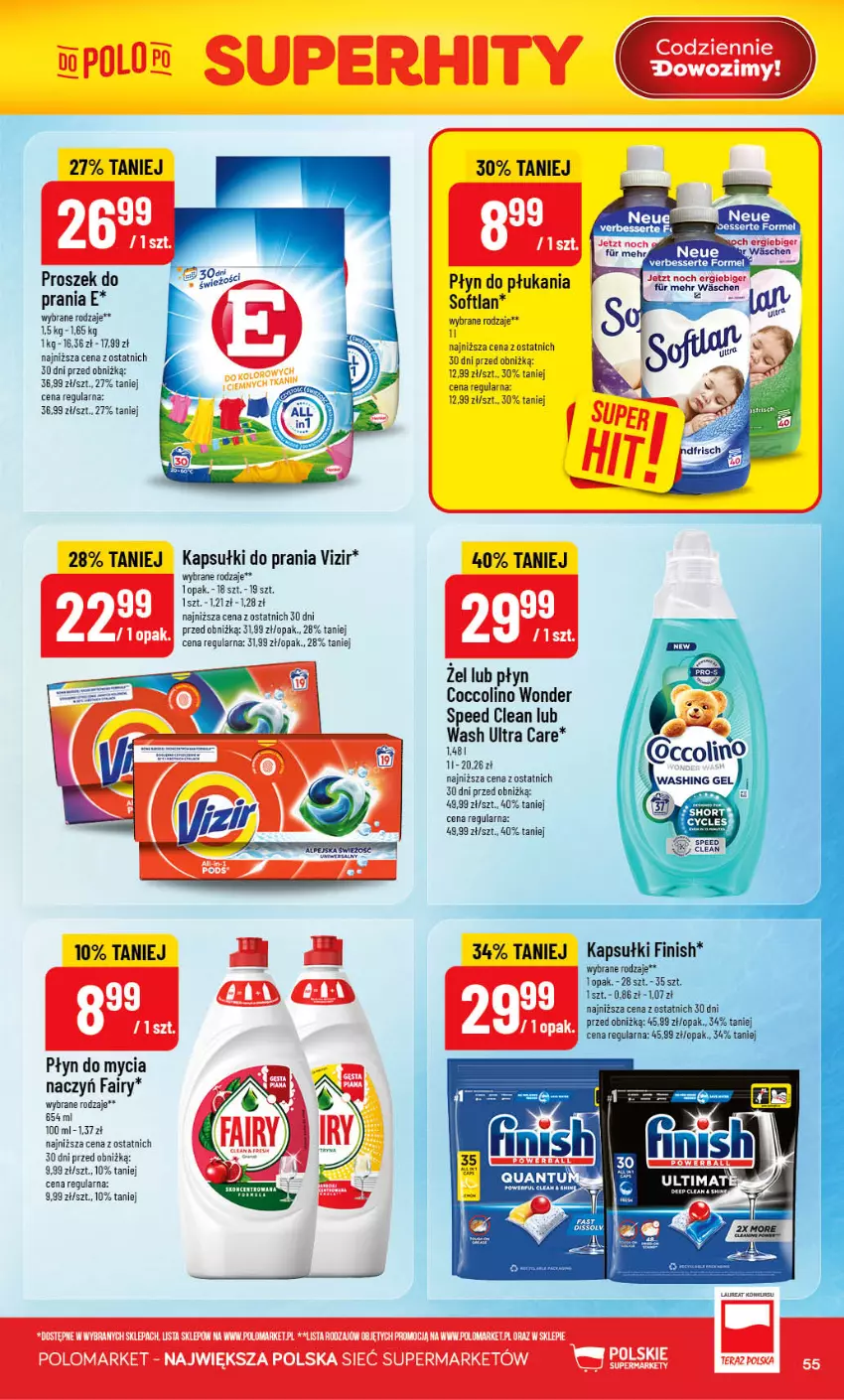 Gazetka promocyjna PoloMarket - Gazetka POLOmarket - ważna 12.08 do 18.08.2026 - strona 55 - produkty: Coccolino, Do mycia naczyń, Fa, Fairy, Finish, Kapsułki do prania, Płyn do mycia, Płyn do mycia naczyń, Płyn do płukania, Sól, Vizir