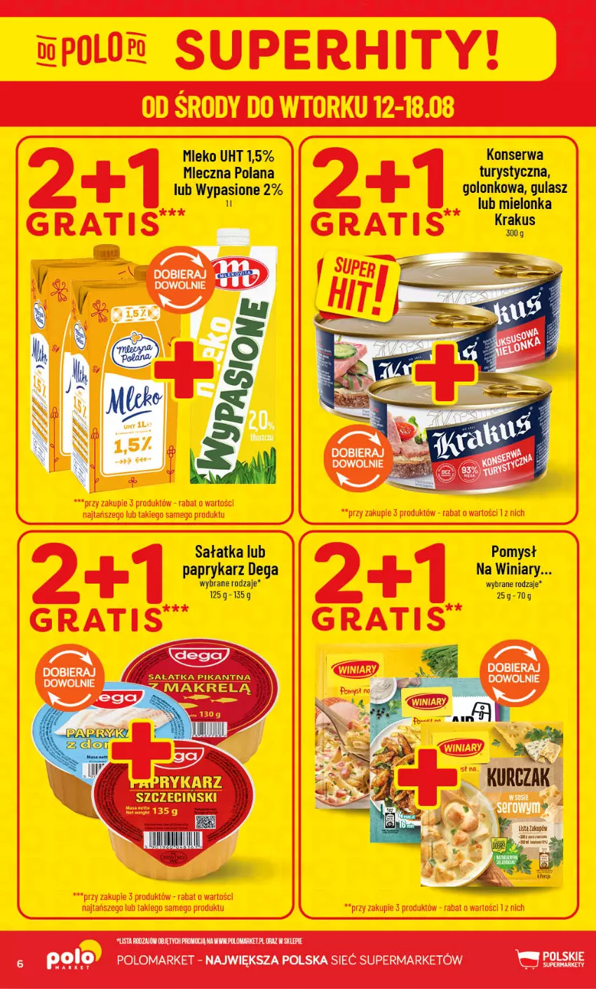 Gazetka promocyjna PoloMarket - Gazetka POLOmarket - ważna 12.08 do 18.08.2026 - strona 6 - produkty: Dega, Krakus, LANA, Mleko, Papryka, Paprykarz, Sałat, Sałatka, Ser, Top, Winiary