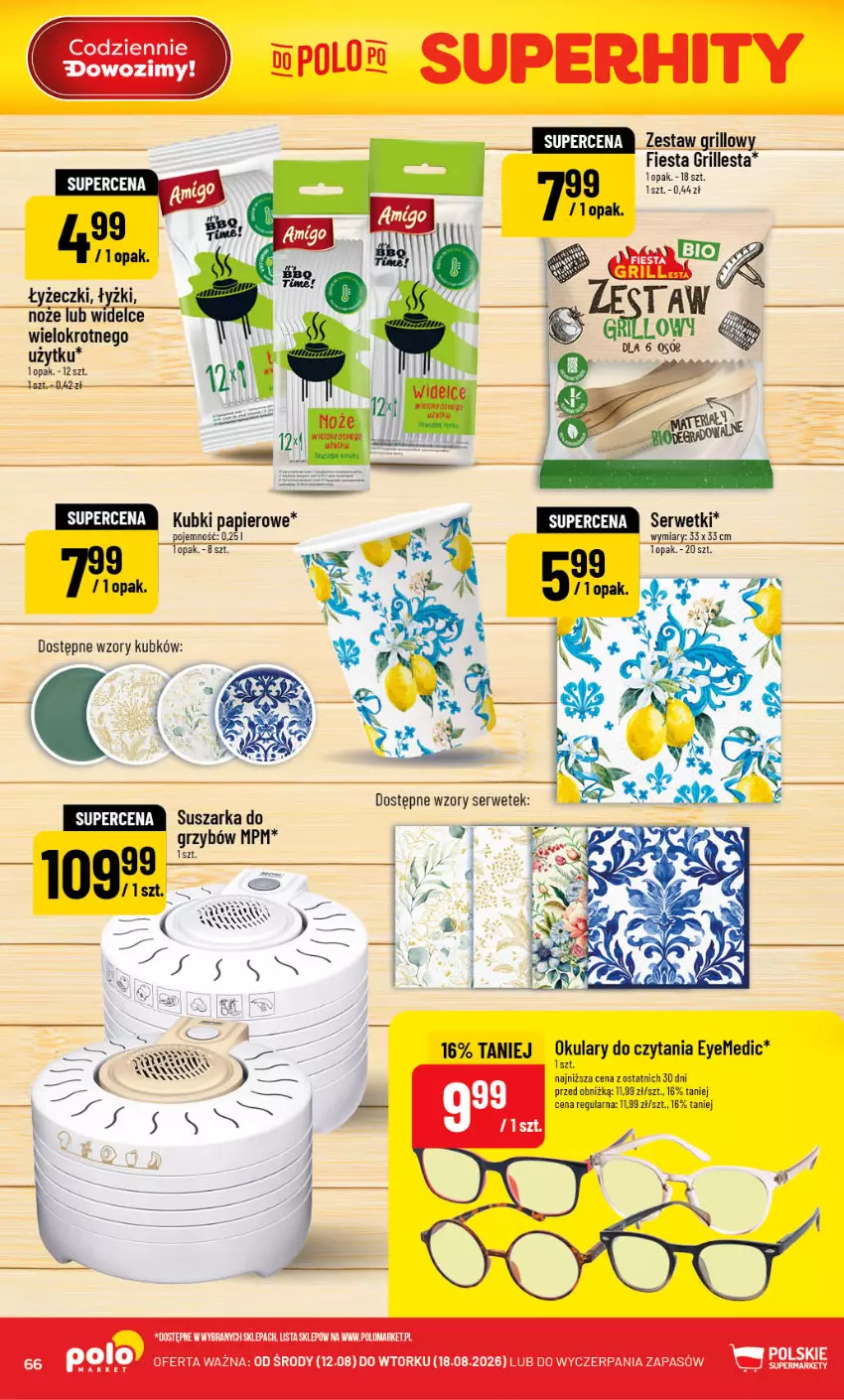 Gazetka promocyjna PoloMarket - Gazetka POLOmarket - ważna 12.08 do 18.08.2026 - strona 66 - produkty: Grill, Okulary do czytania, Papier, Ser, Serwetki