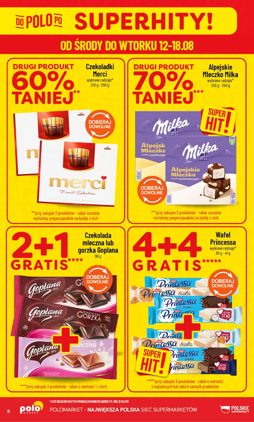 Gazetka promocyjna PoloMarket - Gazetka POLOmarket - ważna 12.08 do 18.08.2026 - strona 8 - produkty: Czekolada, Fa, Merci, Miecz, Milka, Mleczko, Princessa
