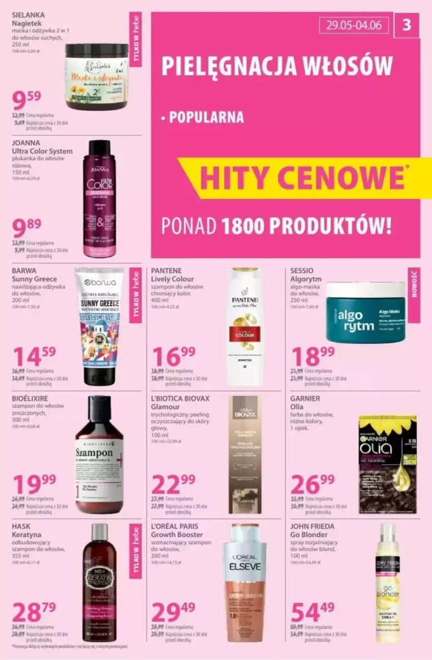 Gazetka promocyjna Hebe - ważna 22.05 do 04.06.2025 - strona 23 - produkty: Biovax, Booster, Fa, Garnier, Hask, Joanna, John frieda, LG, Pantene, SESSIO