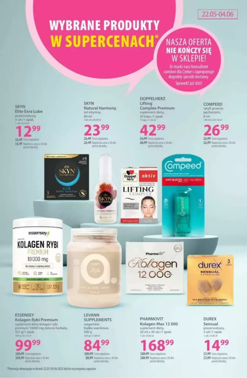 Gazetka promocyjna Hebe - ważna 22.05 do 04.06.2025 - strona 37 - produkty: Doppelherz, Durex, Herbata, Kolagen, Sensual, Skyn, Suplement diety