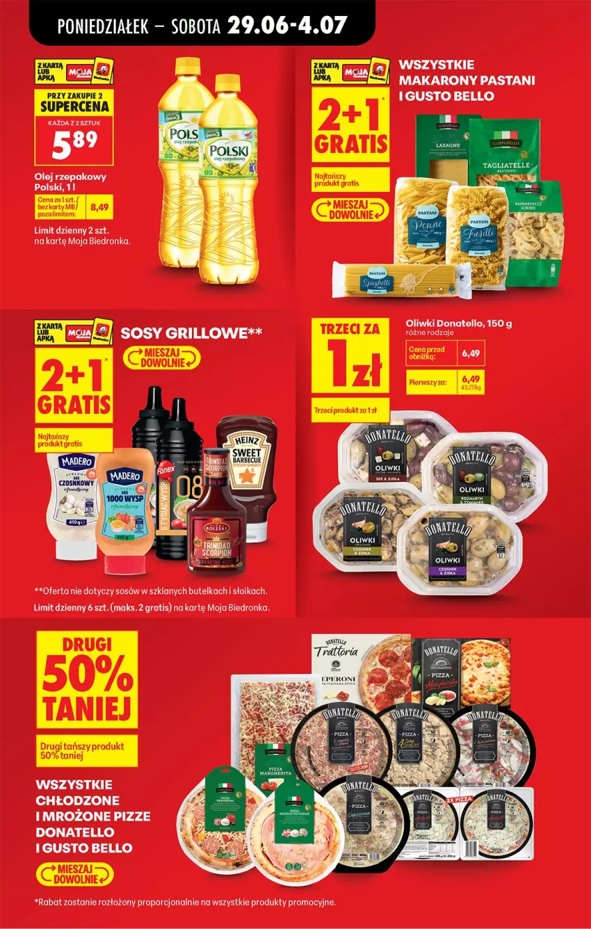 Gazetka promocyjna Biedronka - Od Poniedziałku - ważna 29.06 do 04.07.2026 - strona 15 - produkty: Bell, Gra, Makaron, Olej, Olej rzepakowy, Oliwki, Por, Sos