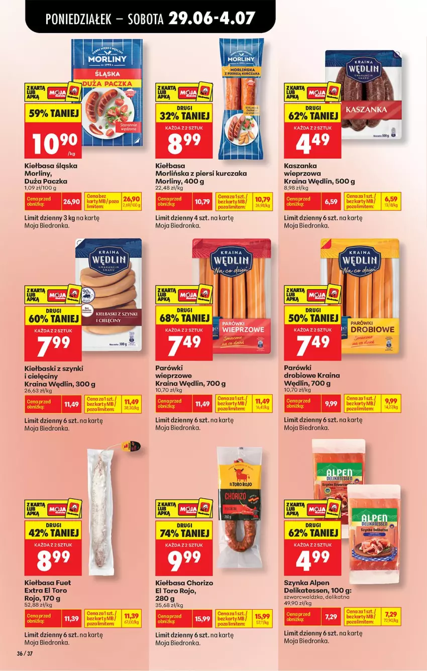 Gazetka promocyjna Biedronka - Od Poniedziałku - ważna 29.06 do 04.07.2026 - strona 46 - produkty: Fa, Kasza, Kaszanka, Kiełbasa, Kiełbasa śląska, Kurczak, Morliny, Parówki, Szynka