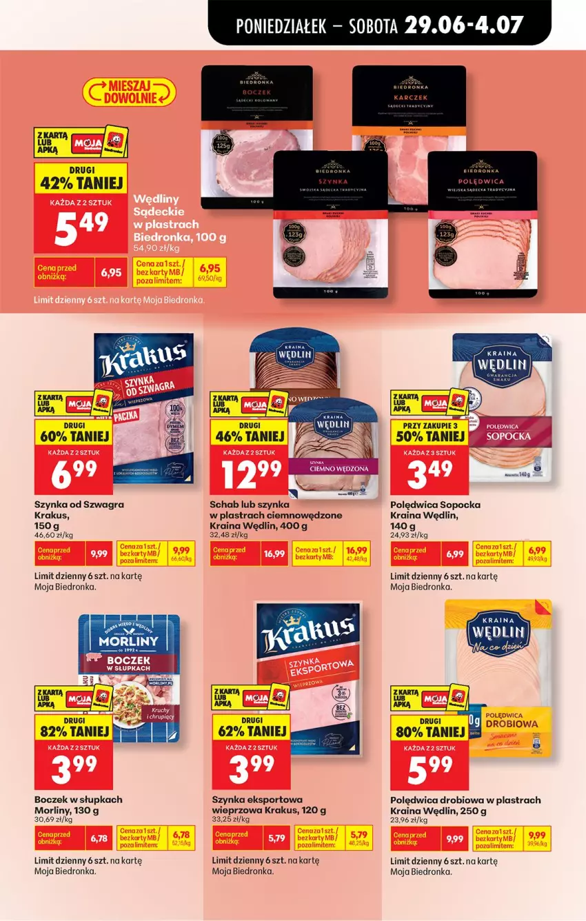Gazetka promocyjna Biedronka - Od Poniedziałku - ważna 29.06 do 04.07.2026 - strona 47 - produkty: Boczek, Gra, Krakus, Morliny, Polędwica, Por, Sport, Szynka