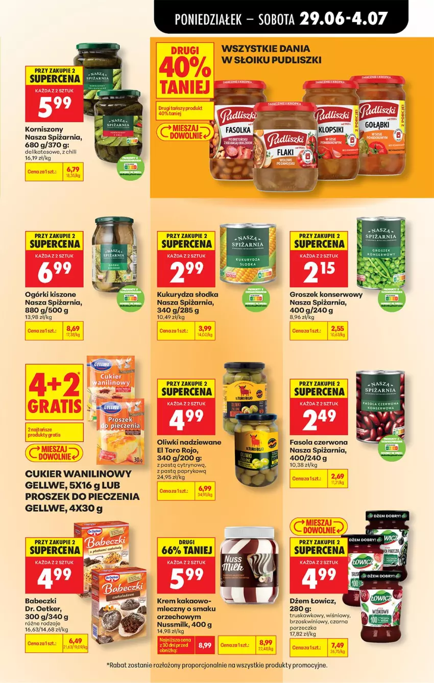 Gazetka promocyjna Biedronka - Od Poniedziałku - ważna 29.06 do 04.07.2026 - strona 55 - produkty: Babeczki, Cukier, Cukier wanilinowy, Dr. Oetker, Fa, Fasola, Groszek, Kakao, Korniszony, Kukurydza, Oliwki, Piec, Por, Proszek do pieczenia, Pudliszki, Ser