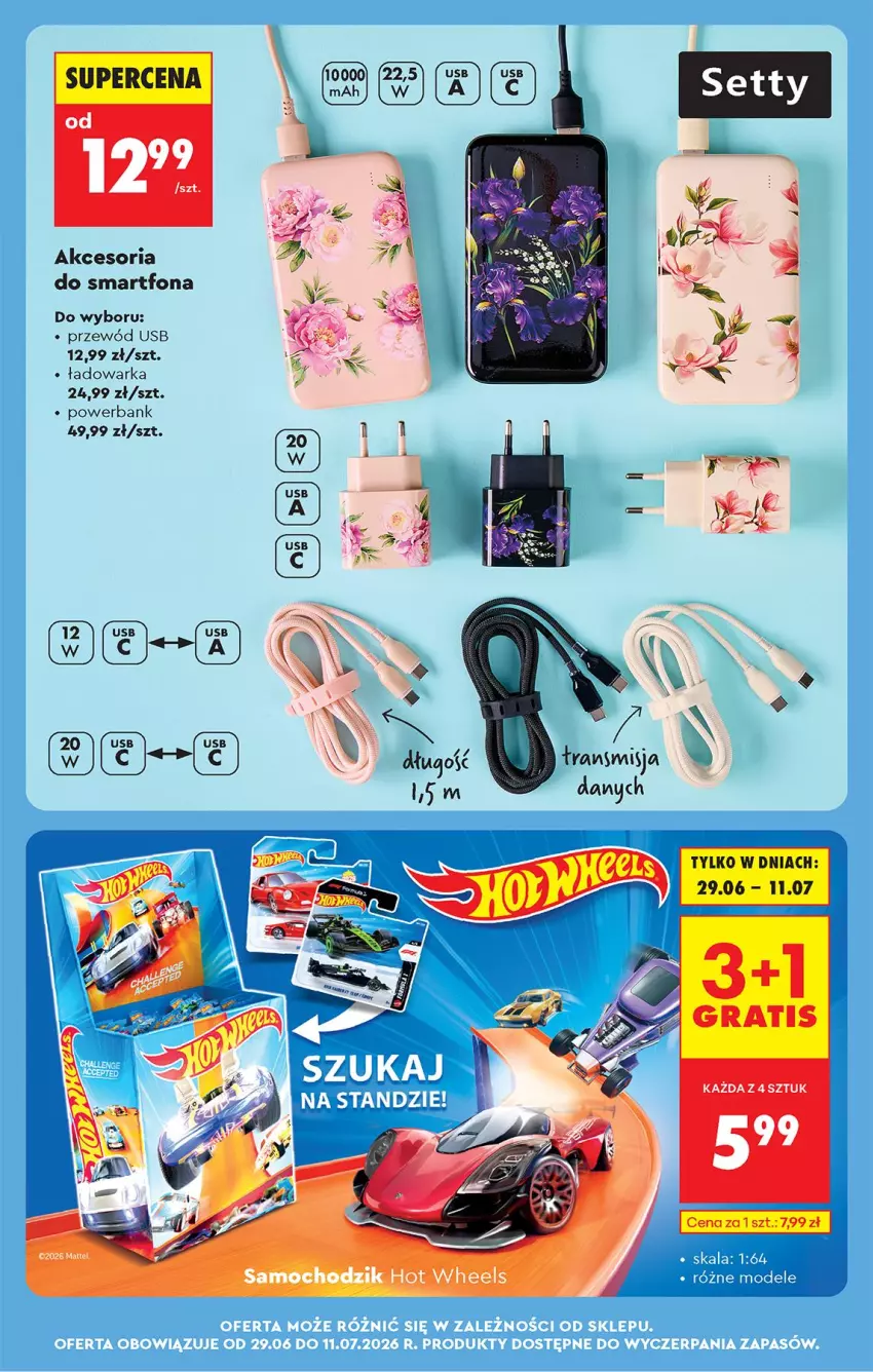 Gazetka promocyjna Biedronka - Od Poniedziałku - ważna 29.06 do 04.07.2026 - strona 79 - produkty: Chodzik, Hot Wheels, Mattel, Powerbank, Przewód, Smartfon, Tran, Warka