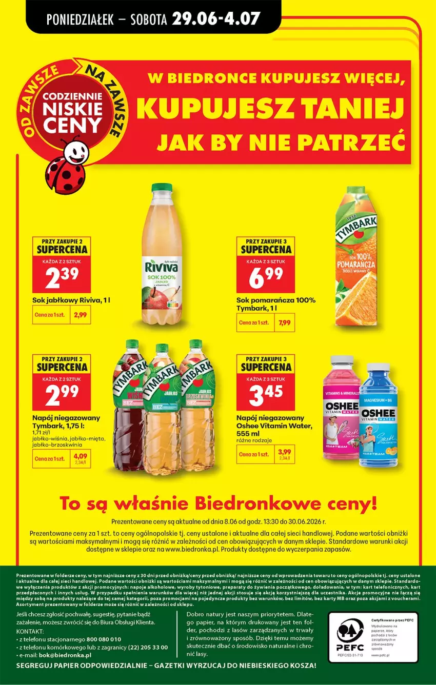 Gazetka promocyjna Biedronka - Od Poniedziałku - ważna 29.06 do 04.07.2026 - strona 83 - produkty: Mięta, Napój, Napój niegazowany, Oshee, Sok, Sok jabłkowy, Tymbark