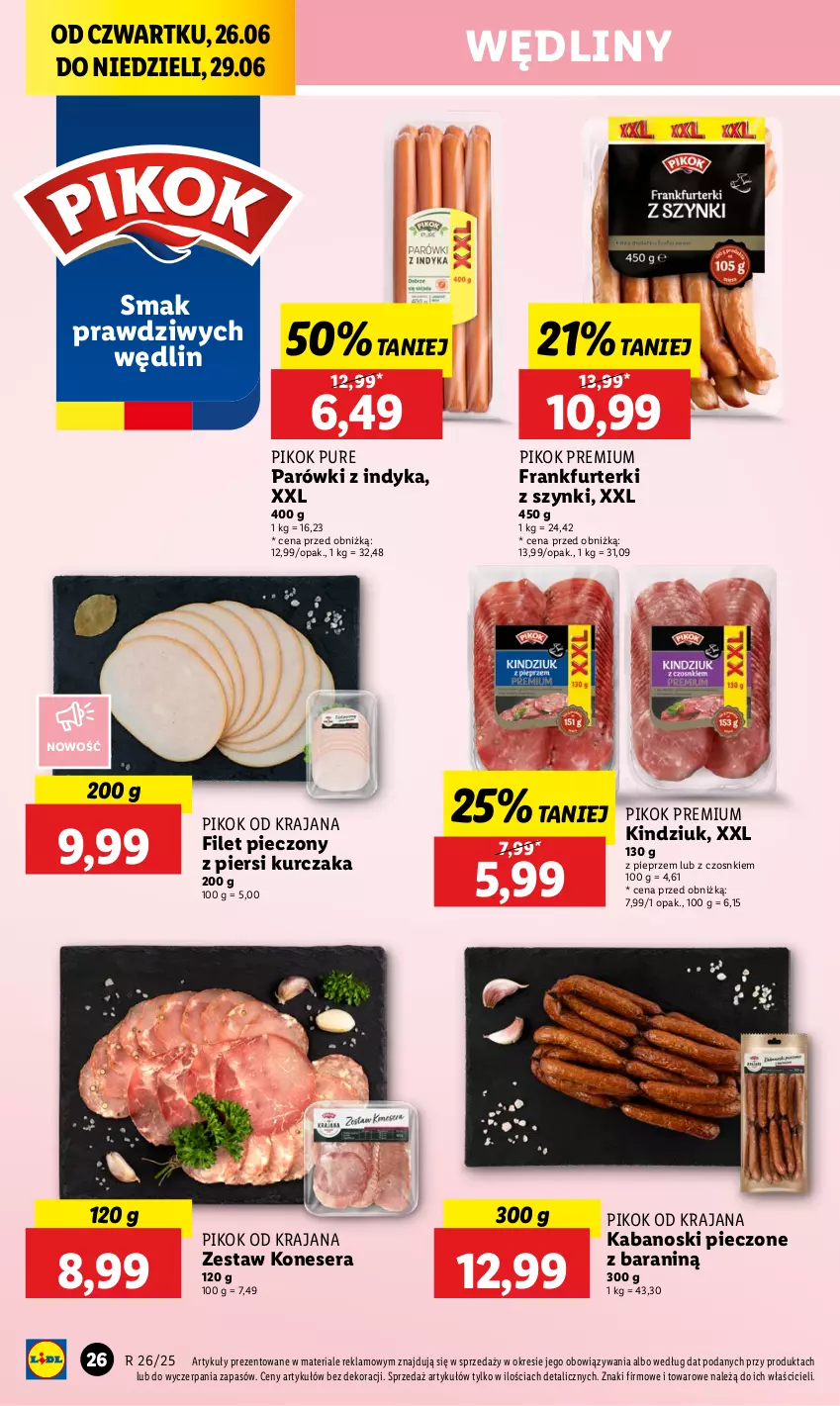 Gazetka promocyjna Lidl - GAZETKA - ważna 26.06 do 29.06.2025 - strona 30 - produkty: Frankfurterki, Kabanos, Kindziuk, Kurczak, Parówki, Parówki z indyka, Piec, Pieprz, PIKOK, Pur, Ser