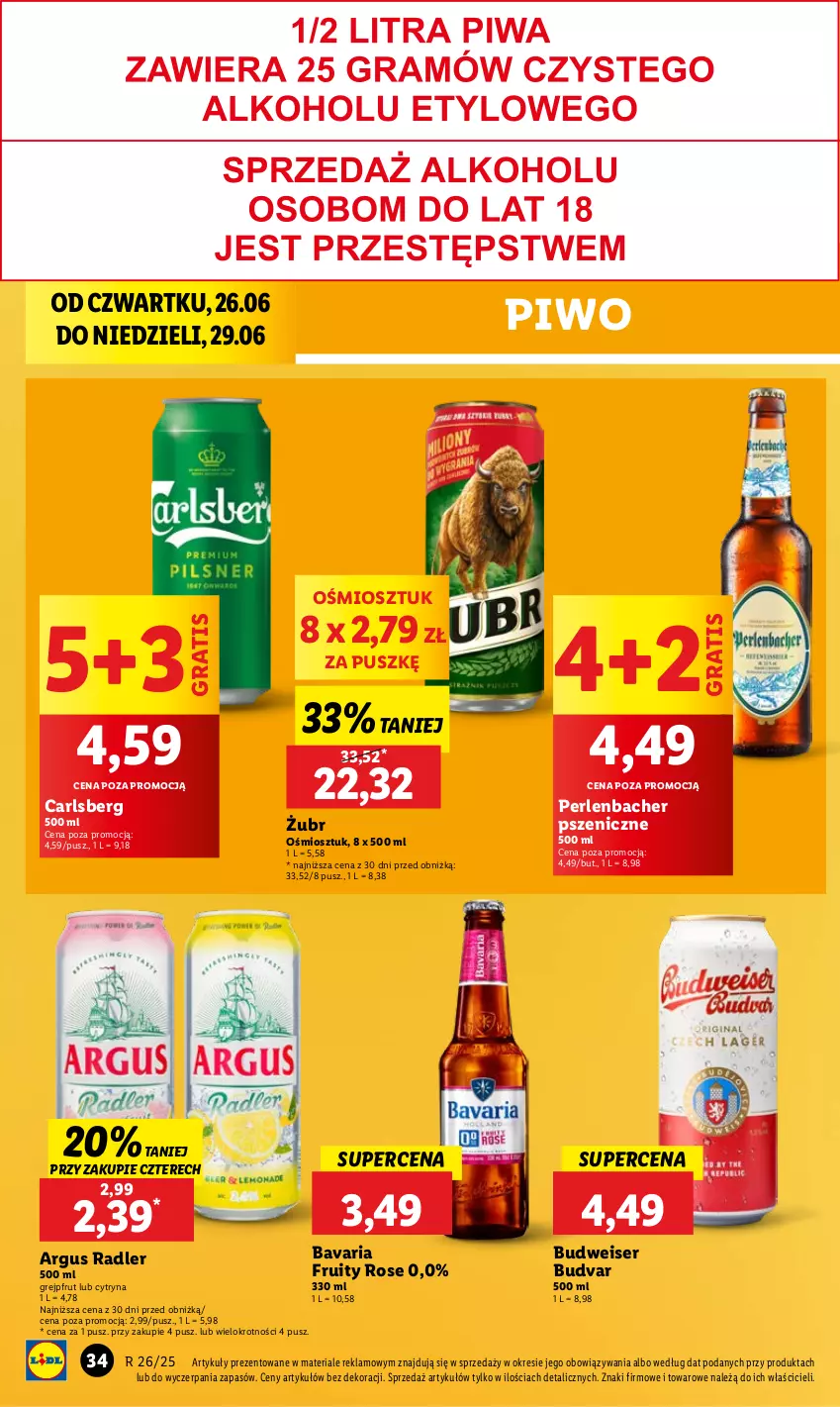 Gazetka promocyjna Lidl - GAZETKA - ważna 26.06 do 29.06.2025 - strona 42 - produkty: Carlsberg, Gra, Grejpfrut, NBA, Piwo, Radler, Ser