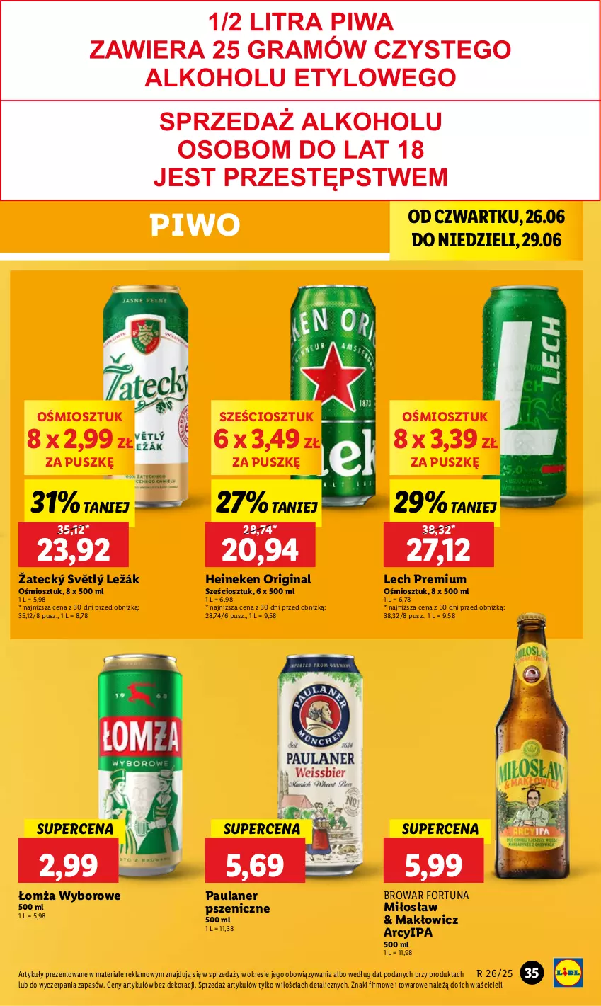 Gazetka promocyjna Lidl - GAZETKA - ważna 26.06 do 29.06.2025 - strona 43 - produkty: Fortuna, Gin, Heineken, Lech Premium, Piwo