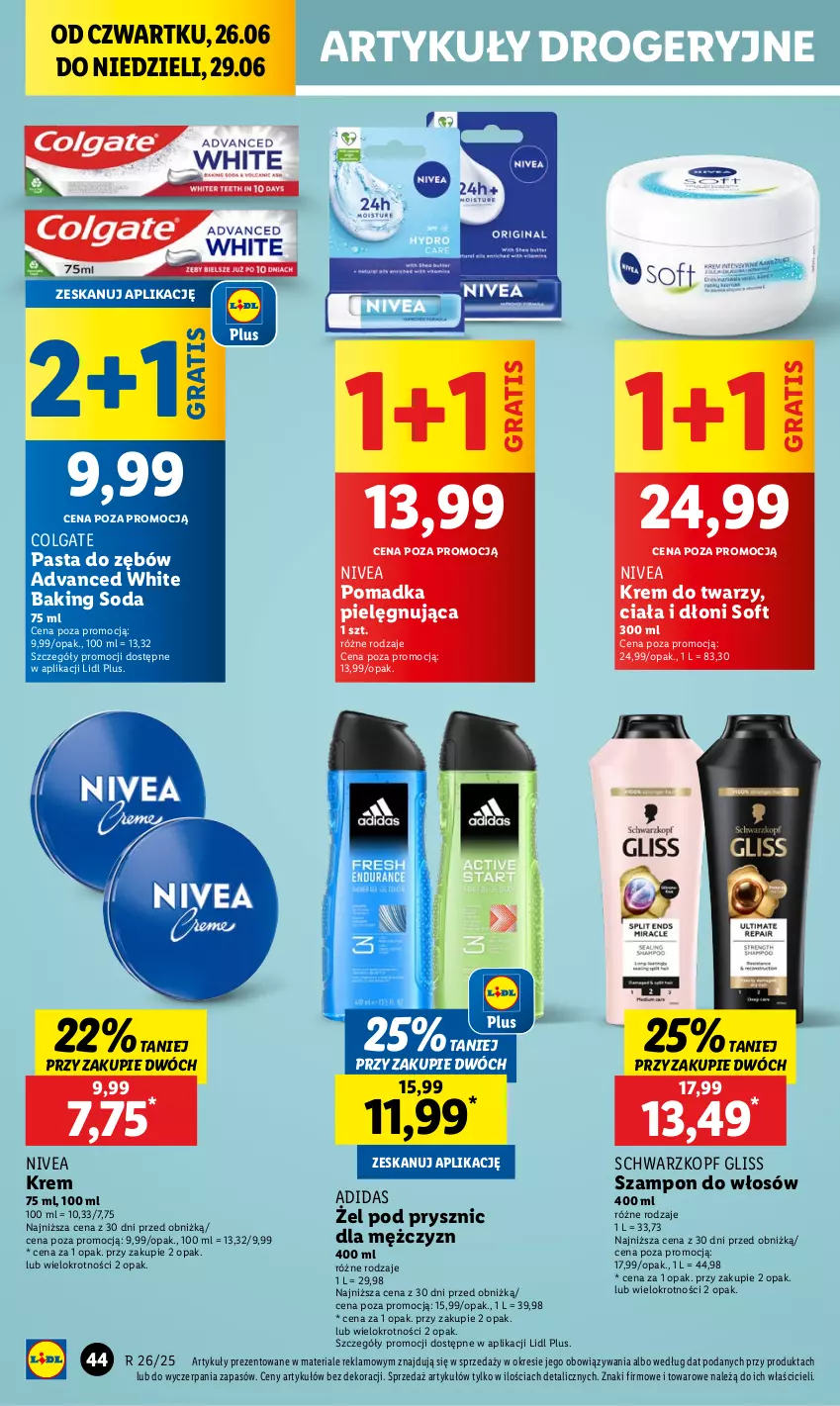 Gazetka promocyjna Lidl - GAZETKA - ważna 26.06 do 29.06.2025 - strona 54 - produkty: Adidas, Colgate, Gra, Krem do twarzy, LG, Nivea, Pasta do zębów, Schwarzkopf, Szampon