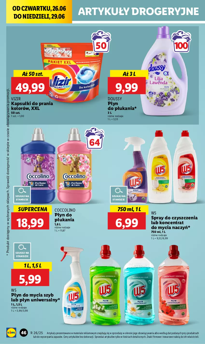 Gazetka promocyjna Lidl - GAZETKA - ważna 26.06 do 29.06.2025 - strona 56 - produkty: Coccolino, Do mycia naczyń, Kapsułki do prania, Koncentrat do mycia naczyń, Płyn do mycia, Płyn do płukania, Spray do czyszczenia, Vizir