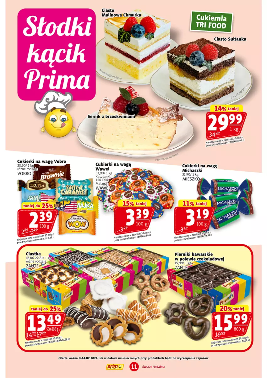 Gazetka promocyjna Prim Market - ważna 08.02 do 14.02.2024 - strona 11 - produkty: Ciastka, Cukier, Cukierki, Piernik, Ser, Wawel