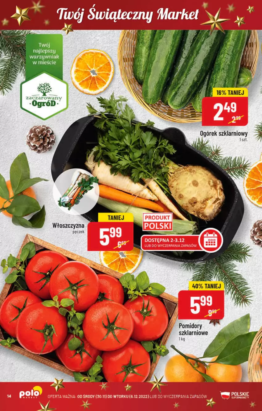 Gazetka promocyjna PoloMarket - Gazetka pomocyjna - ważna 30.11 do 06.12.2022 - strona 14 - produkty: Pomidory, Włoszczyzna pęczek