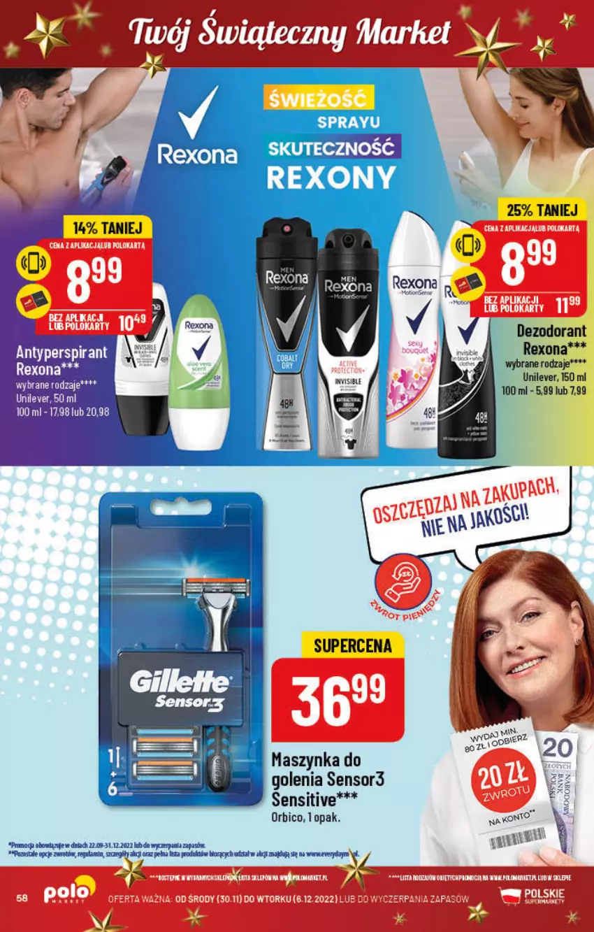 Gazetka promocyjna PoloMarket - Gazetka pomocyjna - ważna 30.11 do 06.12.2022 - strona 58 - produkty: Antyperspirant, BIC, Dezodorant, Maszynka, Rexona, Szynka