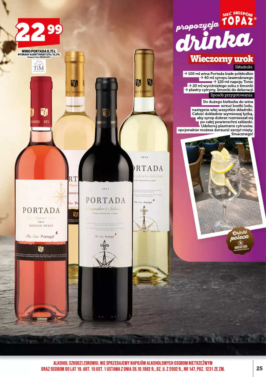 Gazetka promocyjna Topaz - Gazetka - ważna 01.09 do 15.09.2026 - strona 27 - produkty: Cytryny, Lanki, Por, Portada, Sok, Syrop, Wino