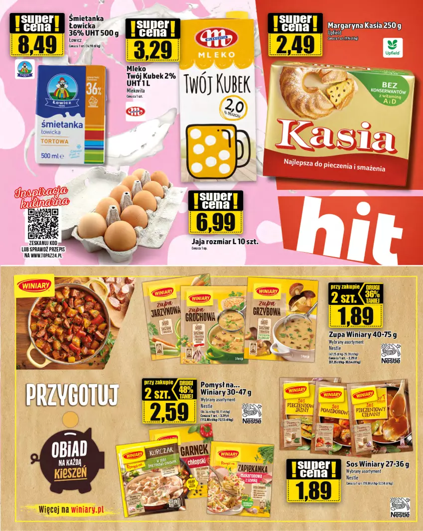 Gazetka promocyjna Topaz - Gazetka - ważna 26.10 do 31.10.2023 - strona 13 - produkty: Jaja, Kubek, Mleko, Mlekovita, Mus, Piec, Sos, Winiary